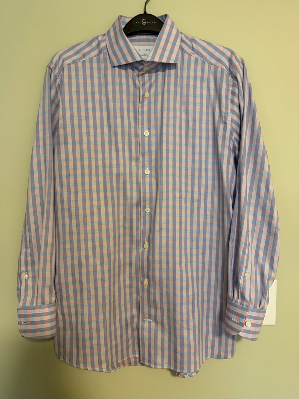 Eton Pink and Blue Checked Cotton Dress Shirt